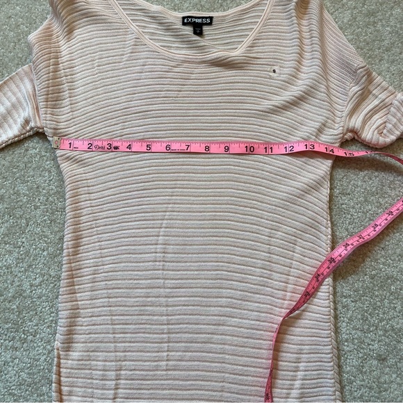 Express Shirt Womens Small Pink Light Longline Tunic Dress Knit Asymmetrical Hem - Picture 6 of 10